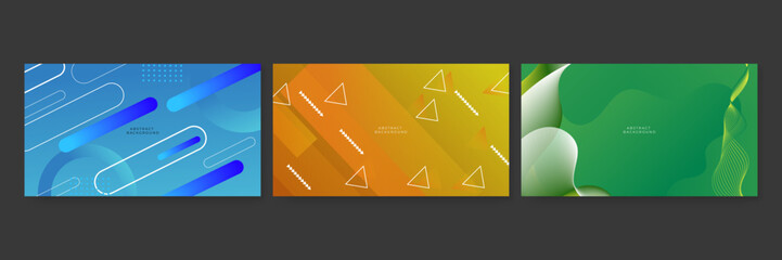Set of abstract memphis background with geometric shapes
