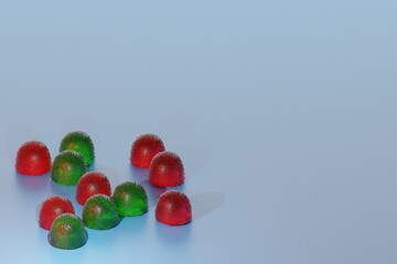 Obraz premium christmas candy with white plastel background. copy space. 3d rendering, 3d illustration