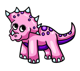 Stylized Cute Funny Girl Triceratops