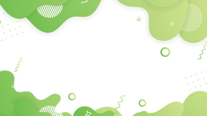 Green and white abstract background with curve wave liquid fluid and memphis style