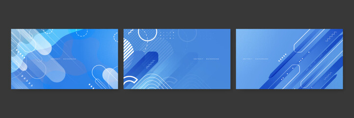 Naklejka premium Abstract blue background with geometric memphis style