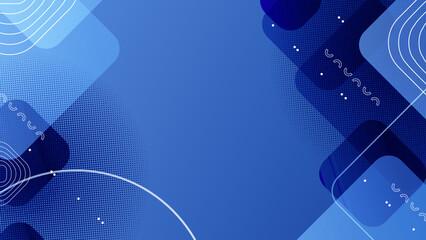 Abstract blue background with geometric memphis style