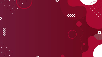 Abstract red background with geometric shape, curve wave, and memphis style