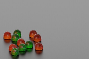 Orange, yellow. black, purple violet and red Halloween candys with background. halloween conceptdonuts with halloween sprinkles.