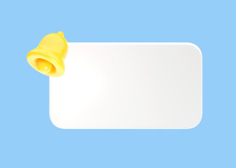 Reminder 3d Illustration. Notifications page with floating elements. Business planning, events remind with notice bell