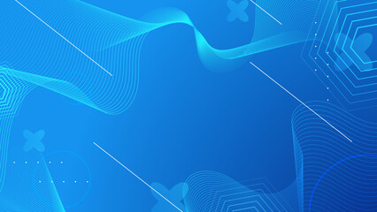 Blue memphis abstract background. Gradient blue background with halftone wave memphis style. Modern banner template vector. Abstract Colorful Memphis Art Background