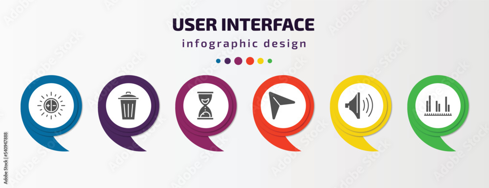 Poster user interface infographic template with icons and 6 step or option. user interface icons such as br