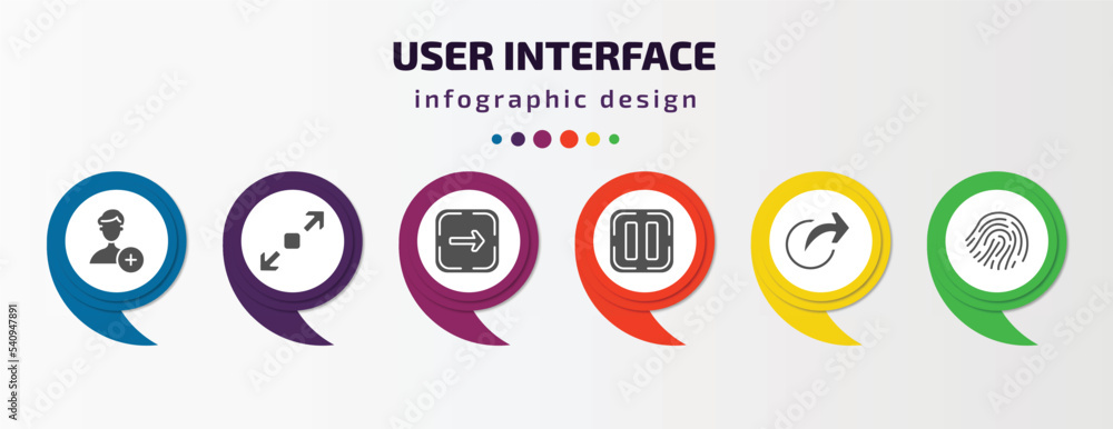 Poster user interface infographic template with icons and 6 step or option. user interface icons such as ad