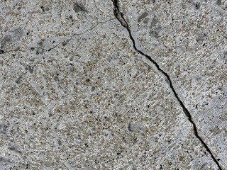 Texture of old cracked concrete wall. Rough gray concrete surface. Great for background and design. Close-up.