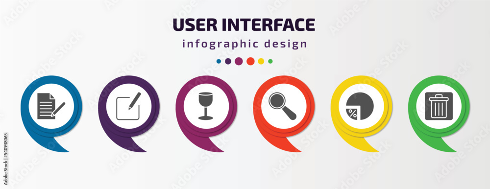 Poster user interface infographic template with icons and 6 step or option. user interface icons such as wr
