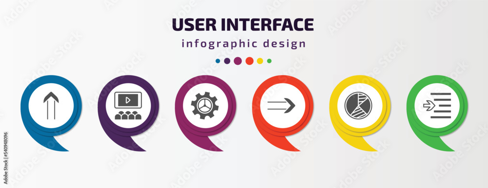 Poster user interface infographic template with icons and 6 step or option. user interface icons such as sl
