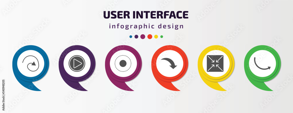 Poster user interface infographic template with icons and 6 step or option. user interface icons such as cu