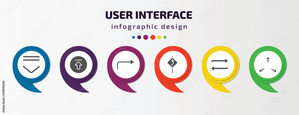 Poster user interface infographic template with icons and 6 step or option. user interface icons such as dr
