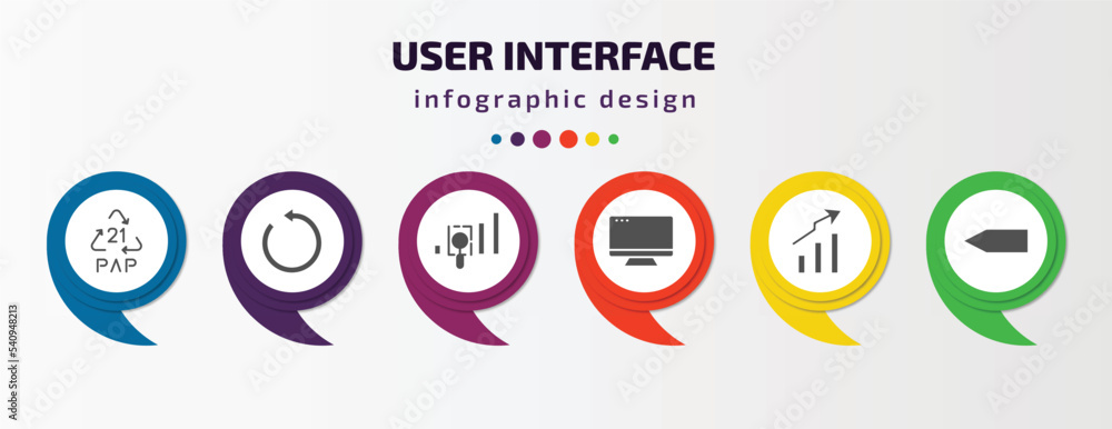 Aufkleber user interface infographic template with icons and 6 step or option. user interface icons such as 21