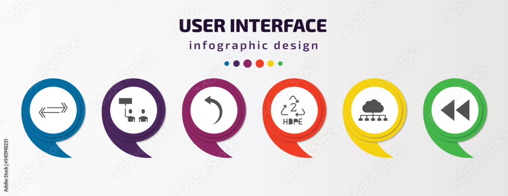 Poster user interface infographic template with icons and 6 step or option. user interface icons such as do