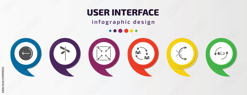 Poster user interface infographic template with icons and 6 step or option. user interface icons such as go