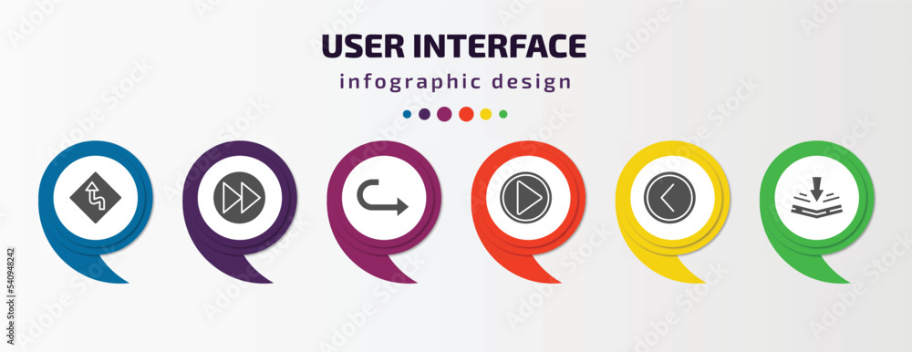 Poster user interface infographic template with icons and 6 step or option. user interface icons such as le