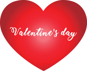 Happy valentine's day, red heart on white background