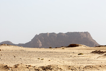 View to Sinai desert with hills and empty blue sky