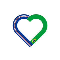 friendship concept. heart ribbon icon of cape verde and brazil flags. vector illustration isolated on white background