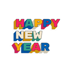 Happy New Year banner print in 90s style