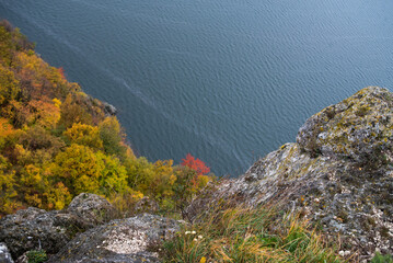 Naklejka premium Iceland foggy seascape. Cliff and sea