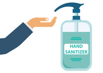 Hand sanitizer bottle, washing gel, disinfection. Hand hygiene liquid. Vector illustration