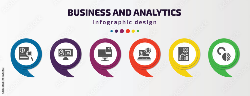 Poster business and analytics infographic template with icons and 6 step or option. business and analytics 