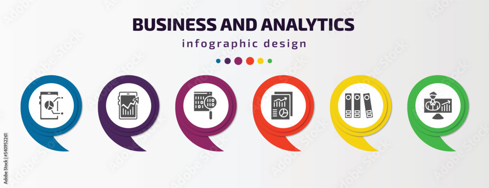 Poster business and analytics infographic template with icons and 6 step or option. business and analytics 