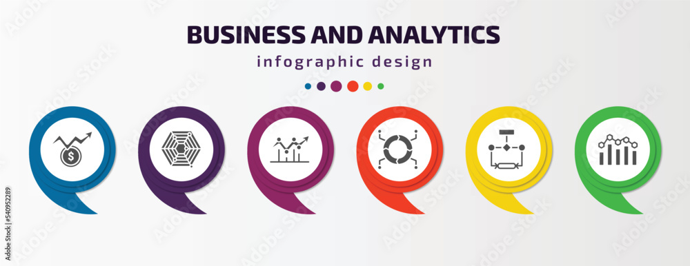 Poster business and analytics infographic template with icons and 6 step or option. business and analytics 