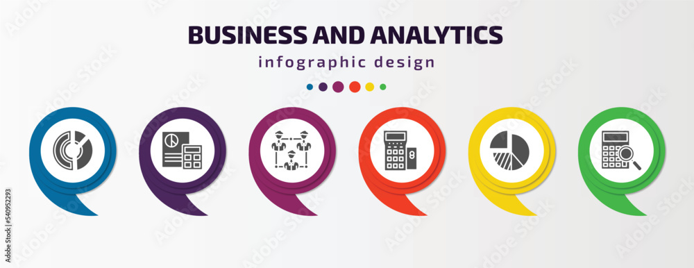 Poster business and analytics infographic template with icons and 6 step or option. business and analytics 