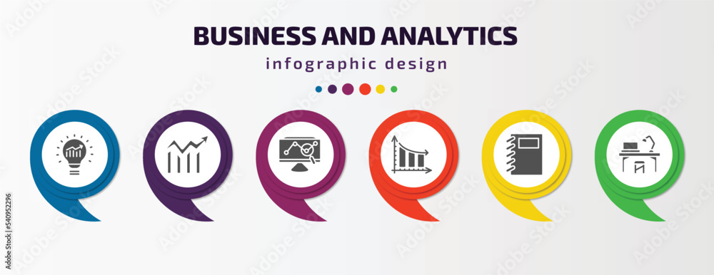 Poster business and analytics infographic template with icons and 6 step or option. business and analytics 