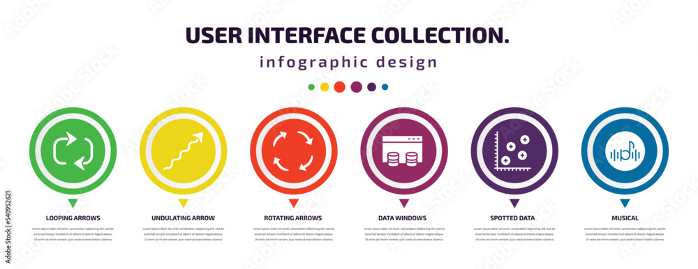Poster user interface collection. infographic element with icons and 6 step or option. user interface colle