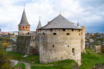 Fototapeta na wymiar Medieval European castle, defensive building