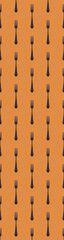 pattern. Fork top view on yellow orang background. Template for applying to surface. Vertical banner for insertion into site. Flat lay. 3D image. 3D rendering.