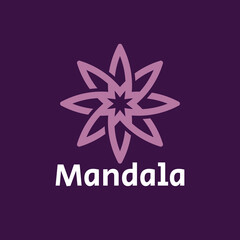 Logo for yoga studio. Mandala  vector illustration symbol and flower lotus. Namaste design for yoga, tattoo.