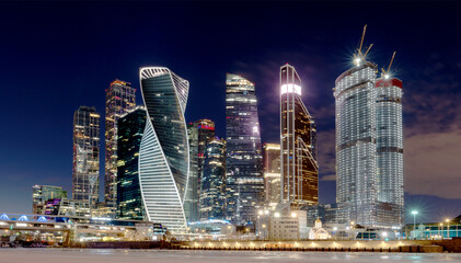 Fototapeta na wymiar Moscow, Russia, January 2022: Panorama of the Moscow City Business Center in Moscow