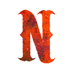 Halloween grunge alphabet set letter N