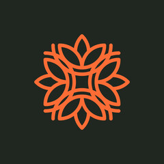 Logo for yoga studio. Mandala  vector illustration symbol and flower lotus. Namaste design for yoga, tattoo.