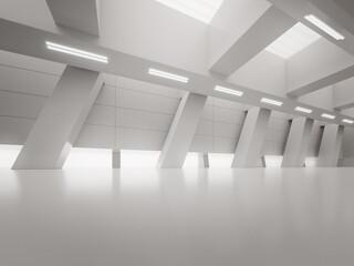 3d render of abstract futuristic architecture, Concrete showroom design. 