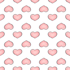 Pink Heart Shaped Valentine Day seamless pattern background for fashion textiles, graphics