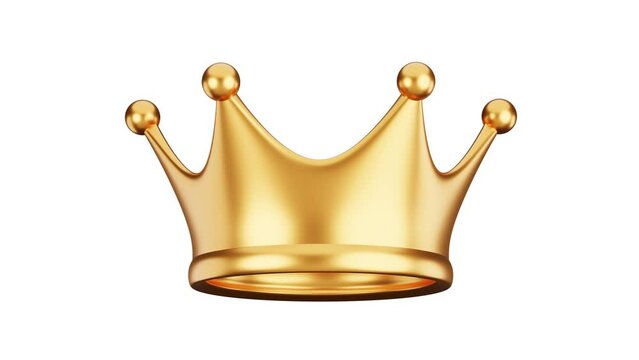 3d gold crown animation on the white background