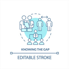 Professional relations turquoise concept icon. Know gap in work. Communication ethics abstract idea thin line illustration. Isolated outline drawing. Editable stroke. Arial, Myriad Pro-Bold fonts used