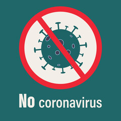 Coronavirus icon with a red prohibitory sign, 2019-nKoV New coronavirus bacteria.