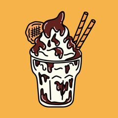 シンプルでかわいいパフェのベクターイラスト素材