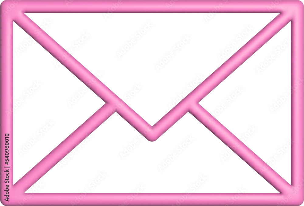 Aufkleber 3d rendering envelope mail icon. illustration with shadow isolated on white.