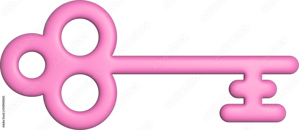 Poster 3d rendering key icon. illustration with shadow isolated on white.