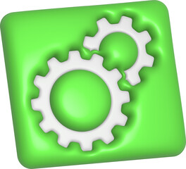 3d rendering setting gear icon. Illustration with shadow isolated on white.