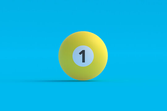 Billiard ball with number 1. Game for leisure. Sports equipment. 3d render