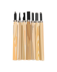 Vector Illustration Wood Carving Chisel isolated on white background. Carpentry hand tools with wooden handle